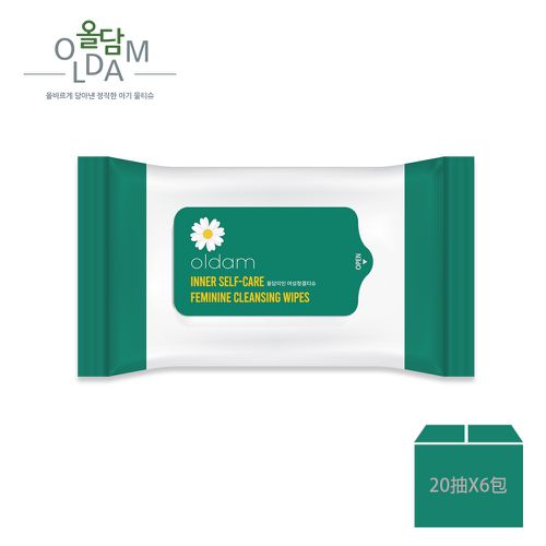 韓國 OLDAM - 韓國媽媽安心推薦 女仕專用清潔可沖濕式衛生紙  無味  攜帶包20抽X6包