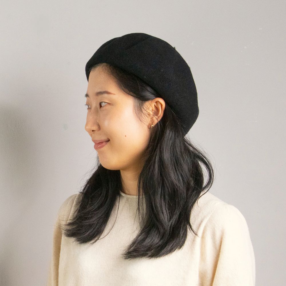 日本 AUBE - 100%羊毛 溫柔文藝感貝蕾帽-經典款-時尚黑