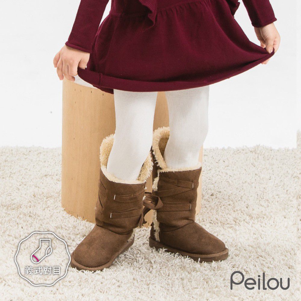 貝柔 Peilou - 女童精梳棉義式對目褲襪-米白