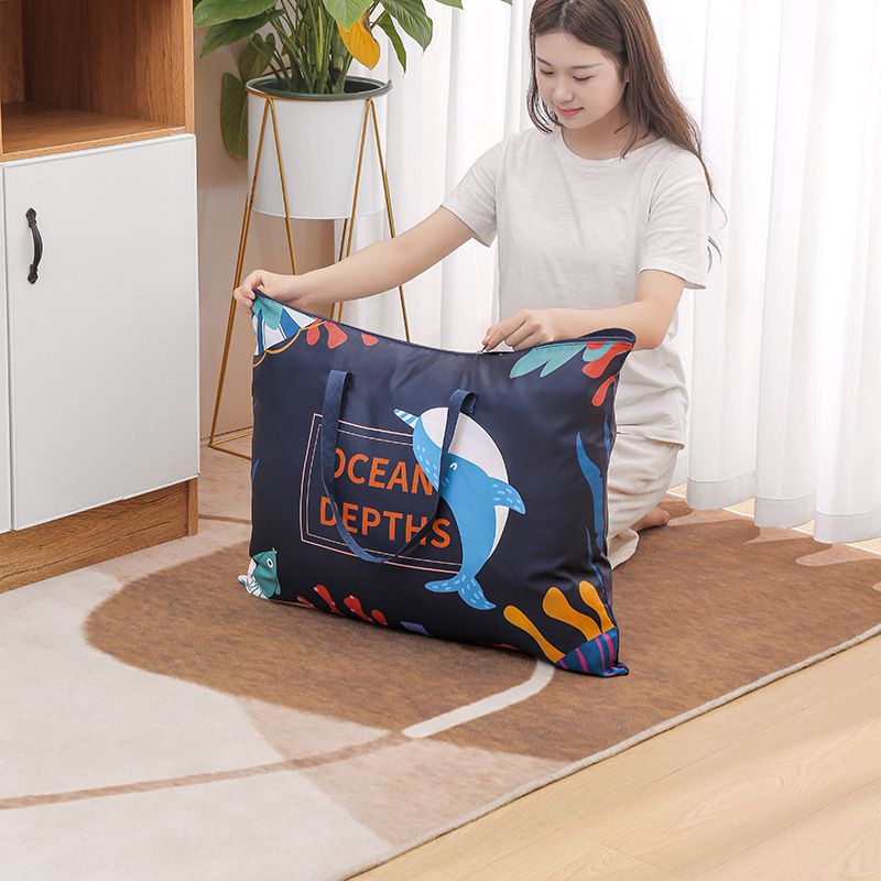 防水棉被收納袋-水母-深藍色