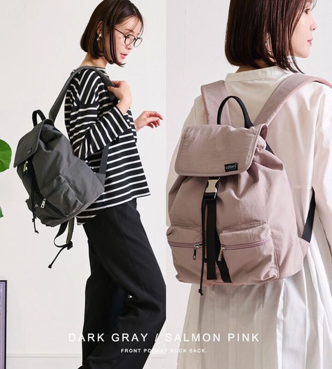 日本 LIZDAYS - 輕量簡約防潑水多口袋後背包-黑 (30x35cm)