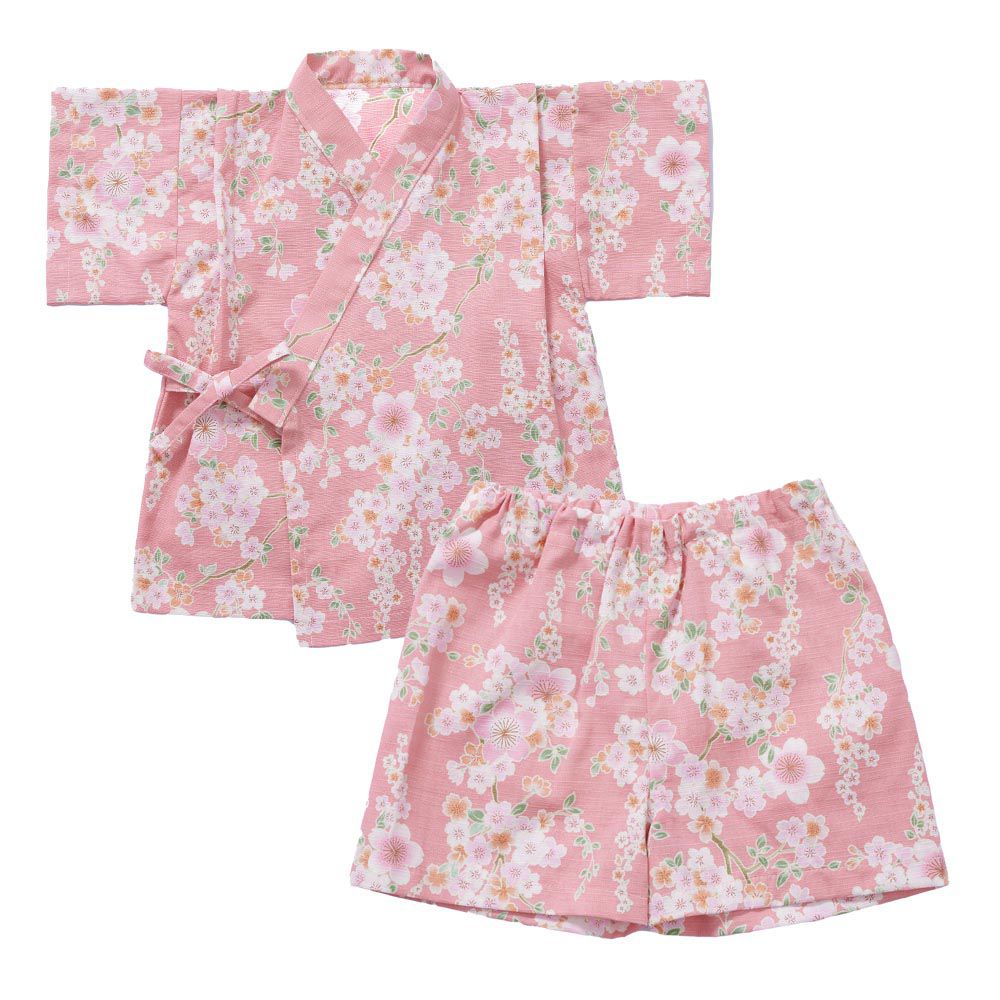 akachan honpo - 兩件式甚平-櫻花-粉紅色
