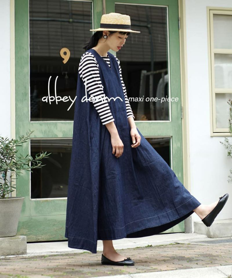 日本 zootie - 透氣丹寧V領無袖洋裝/背心裙-靛藍