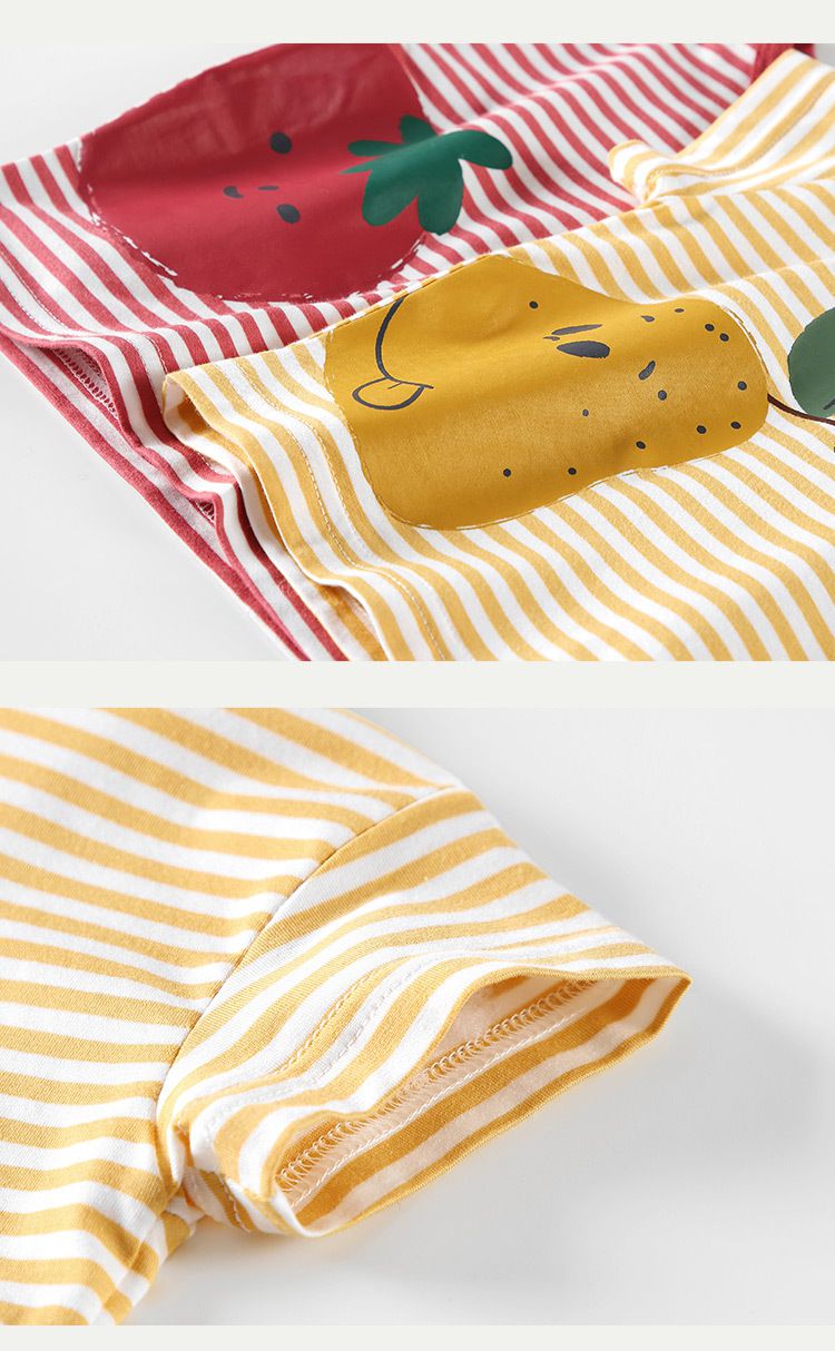 條紋短袖上衣-微笑番茄-紅+白