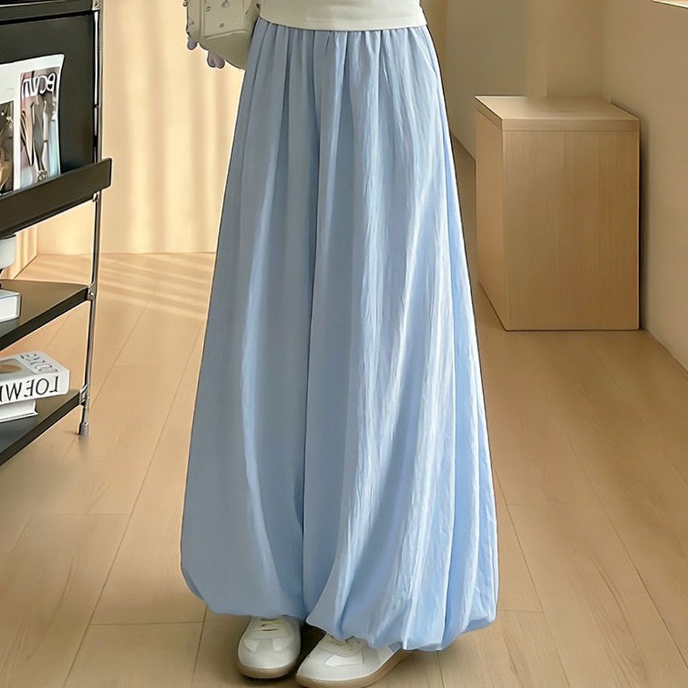 柔軟舒適顯瘦花苞裙褲-淺藍