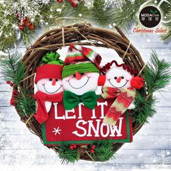 MODACore 摩達客 - 耶誕-13吋聖誕三雪人英文字樹藤花圈