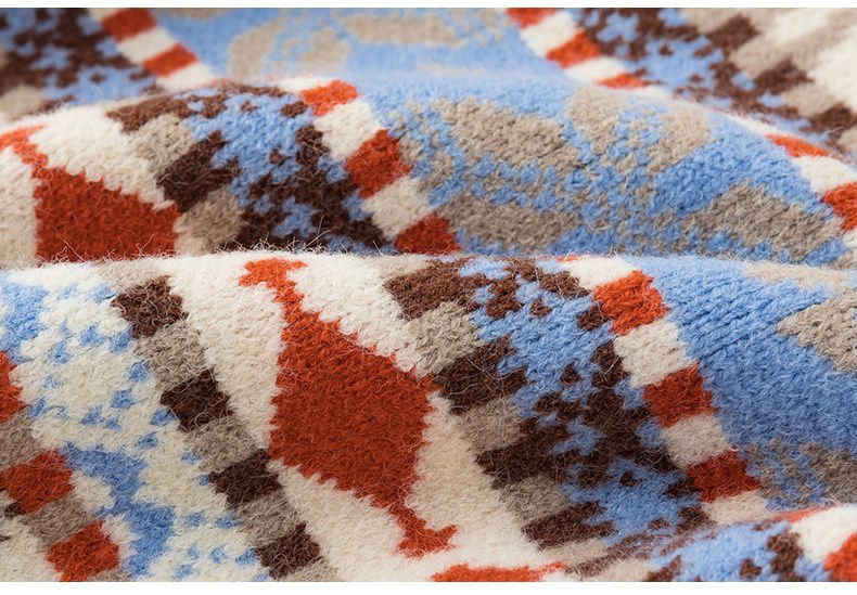 北歐風圖騰針織毛衣-小鹿-米色