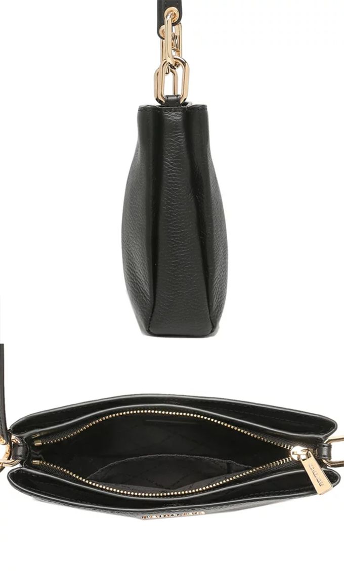 MICHAEL KORS - 素面皮革三層斜背包 (黑)