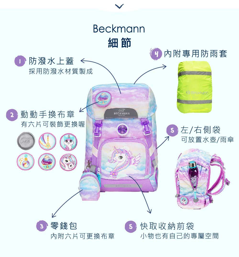 Beckmann - 兒童護脊書包 22L-華麗獨角獸 (110-140cm)