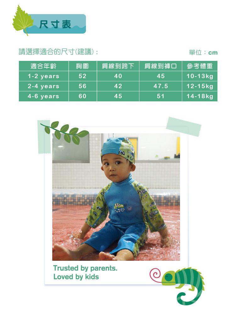 Splash About 潑寶 - UV Combie 兒童防寒泳裝-國王變色龍