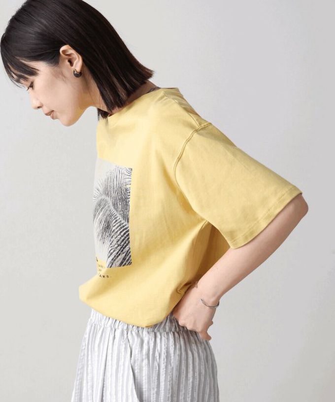 日本 Bab - 100%棉 清新夏日樹葉印花T恤-白