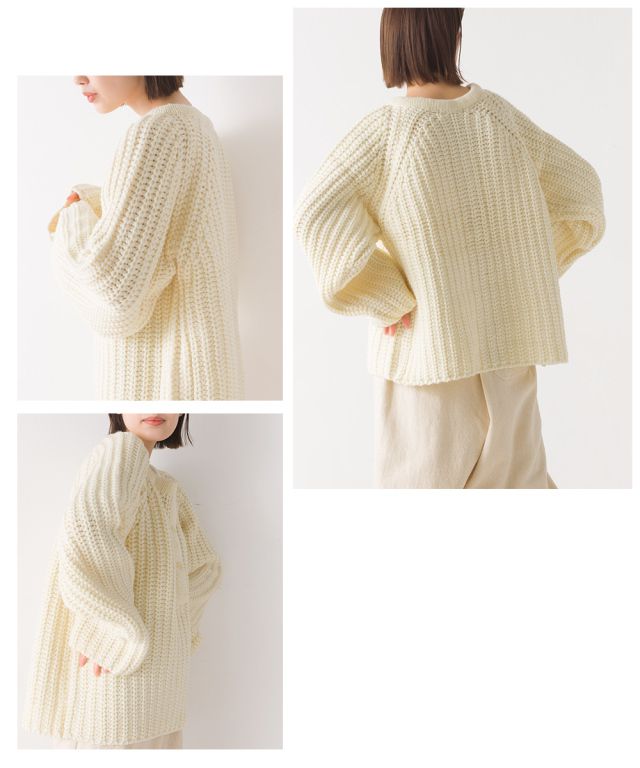 日本 OMNES - 羊毛混圓領編織毛衣-淺灰