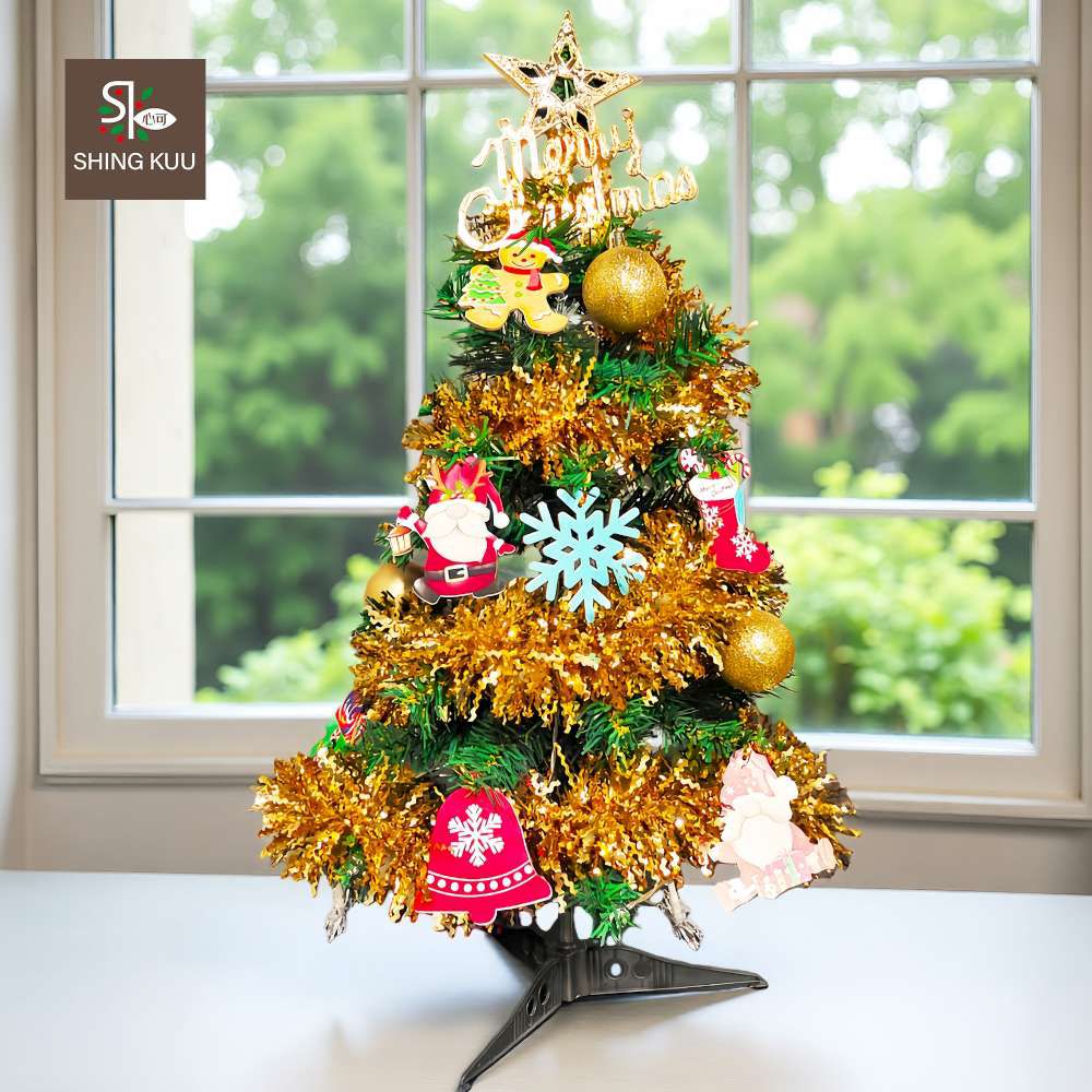 2尺60cm小美好套裝聖誕樹+6號薑餅人雪花彩繪木片飾品組_不含燈款_台灣本島免運費