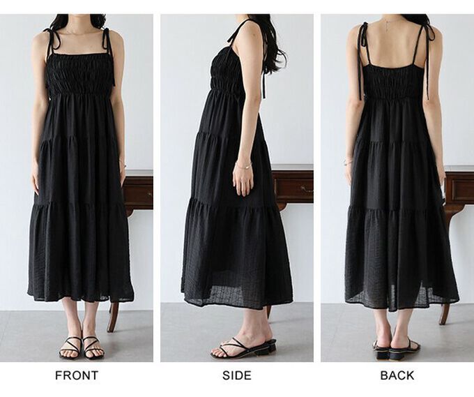 日本 BLUE EAST - 清爽透膚感皺摺綁帶分層洋裝-灰