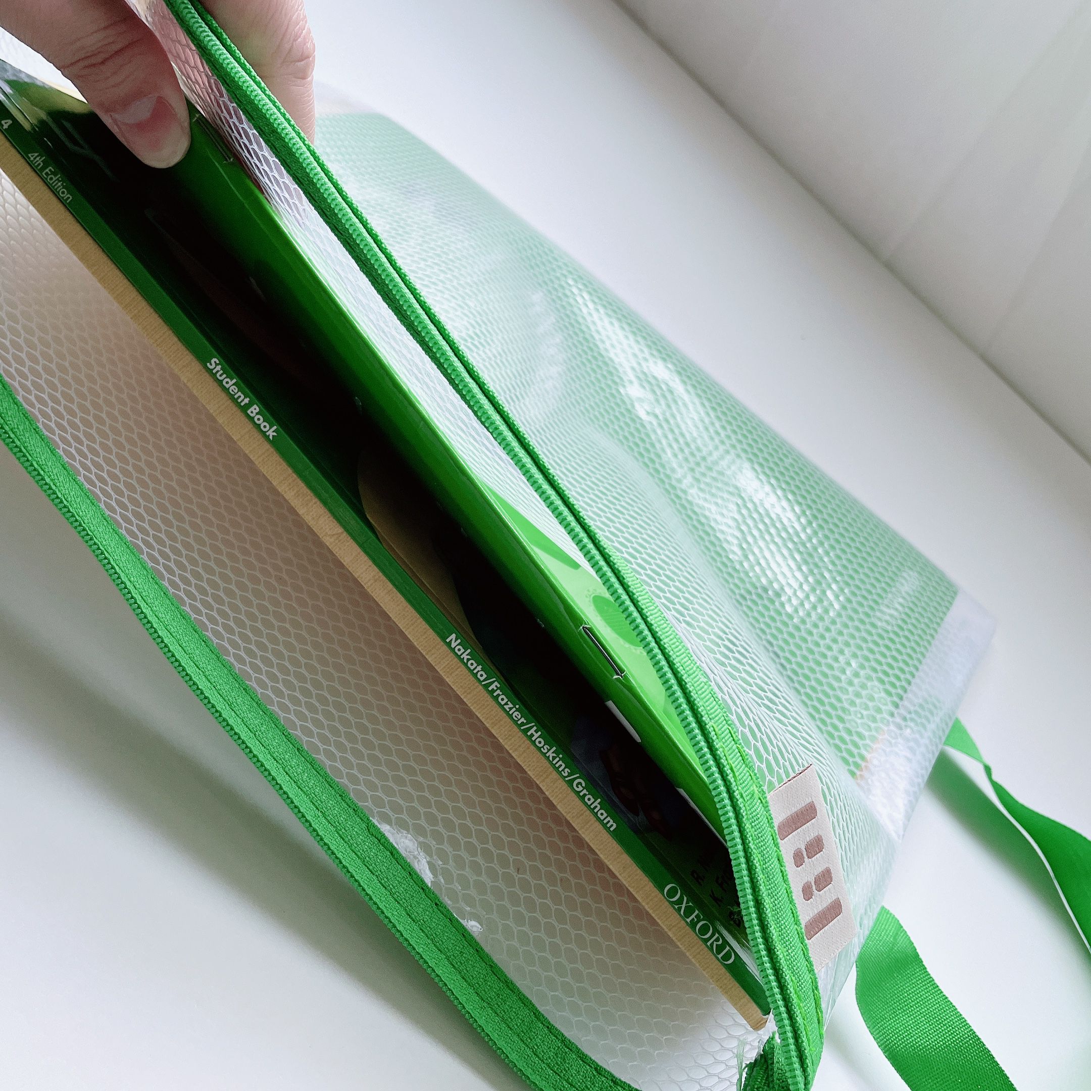 理理 liil - 六角網格提把功課袋-草莓粉 (高34*寬25/提把長10cm)