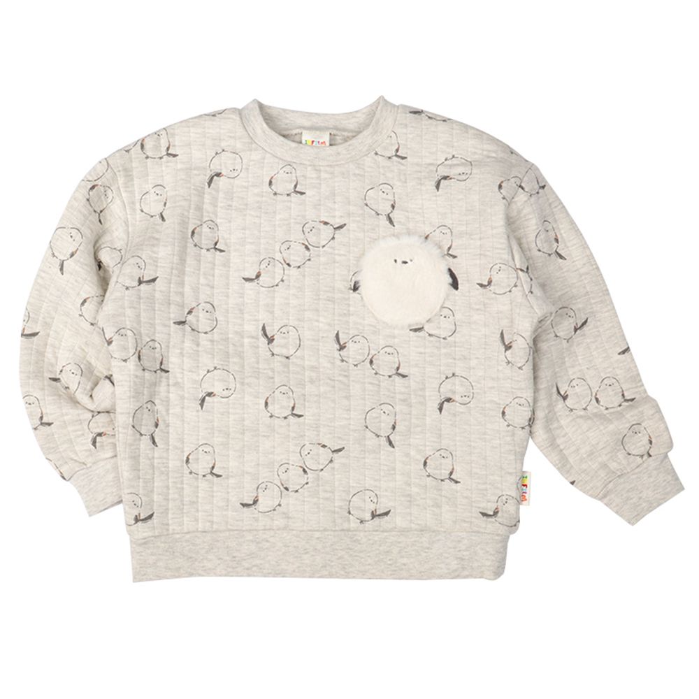 長袖休閒上衣-北長尾山雀-白色