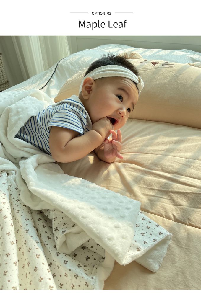 韓國 Hello HiZoo - 手工製純棉柔感親膚幼兒安撫毯/冷氣毯/絨毛被毯/午睡毯- Brown Flower