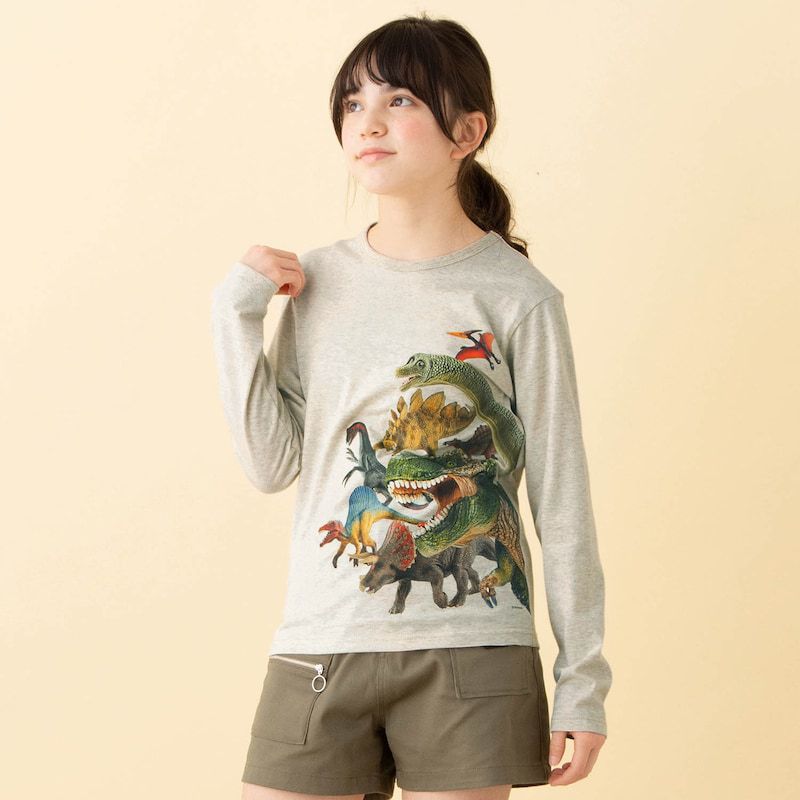 日本千趣會 - Schleich系列  GITA 純棉印花長袖上衣-帥氣暴龍-黑