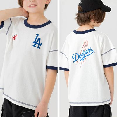 日本 Chil2 - MLB聯名 100%刺繡logo補丁短袖上衣-洛杉磯道奇-白