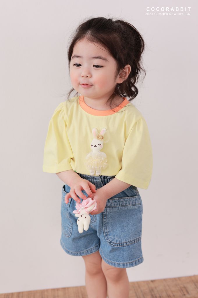 韓國 Coco rabbit - 萌萌立體動物短袖上衣-網紗兔子-粉
