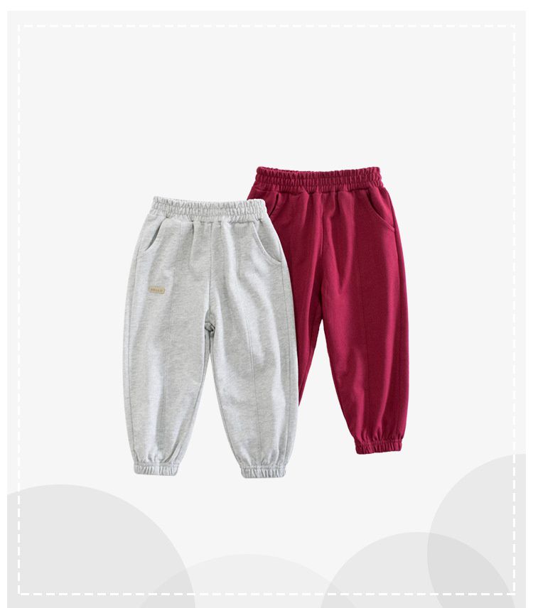 純棉縮口運動長褲-灰色