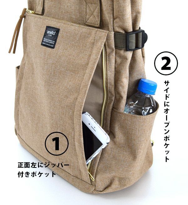 日本 zootie - anello 10口袋多夾層可手提後背包/媽媽包-軍綠