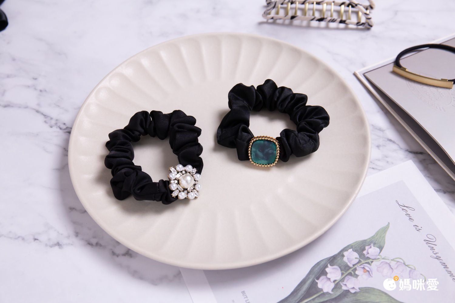 浪漫珍珠閃鑽彈力髮圈