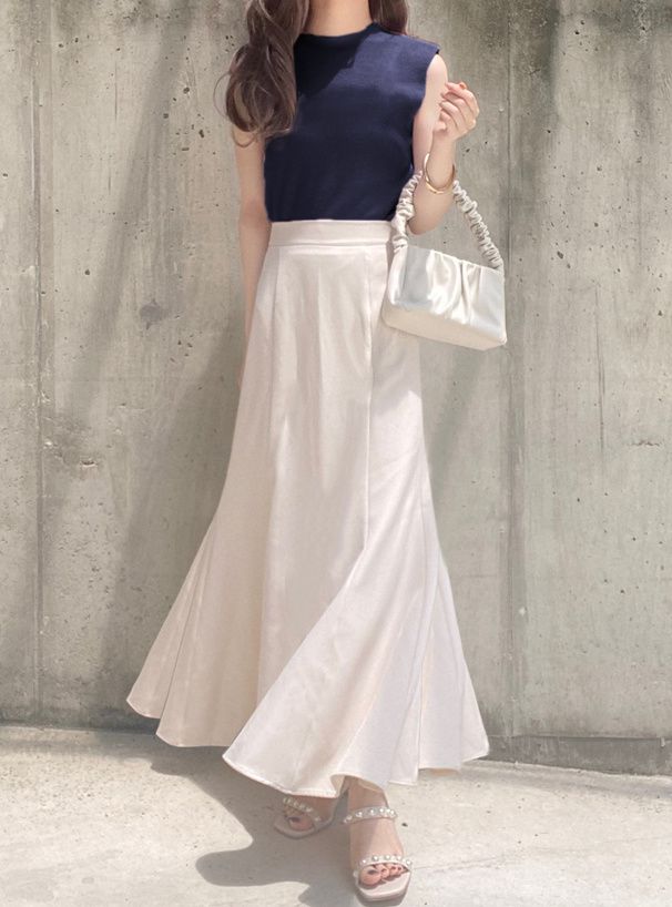 日本 GRL - 彈性薄針織顯瘦無袖上衣-天使白