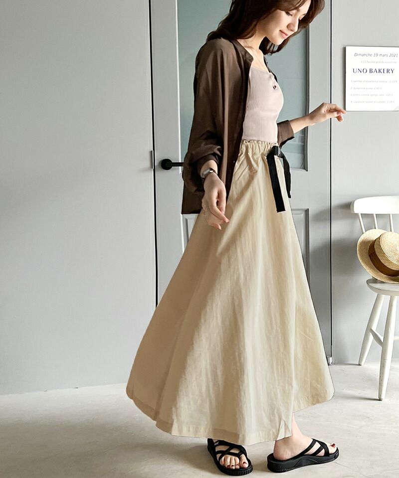 日本 Classical Elf - 街頭風綁帶修身長裙-摩卡棕
