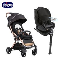 義大利 chicco - Goody Primo魔術瞬收手推車+Seat3Fit Isofix安全汽座Air版-Goody Primo璀璨金+Seat3 Air晶石黑