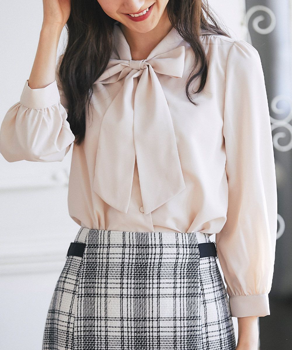 日本 tocco-closet - 蝴蝶紐結細針織上衣-天使白