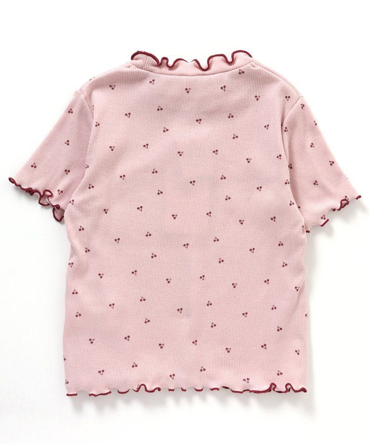 日本 apres les cours - 浪漫滾邊設計羅紋短袖上衣-卡其