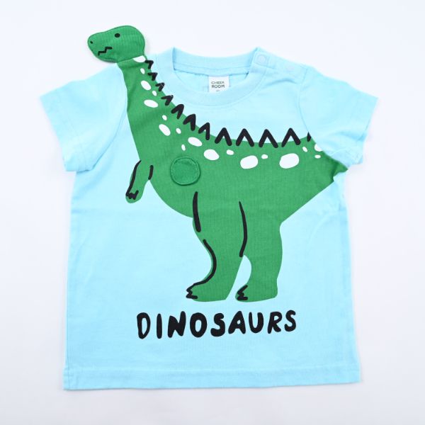 日本 Baby Room - 立體翻翻樂短袖上衣-恐龍伸長脖子-紫