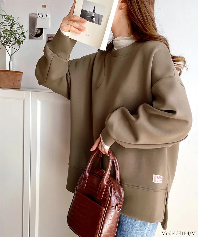 日本 Classical Elf - Java 光澤感柔軟厚磅休閒長袖上衣-灰