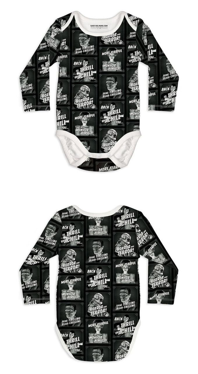 英國 SLEEP NO MORE - 100% 有機棉長袖包屁衣-環球怪物聯名/黑白人像 (1.5-2 Y)