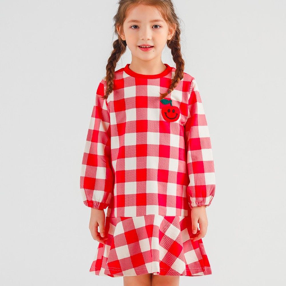 韓國 OZKIZ - 格子蘋果洋裝