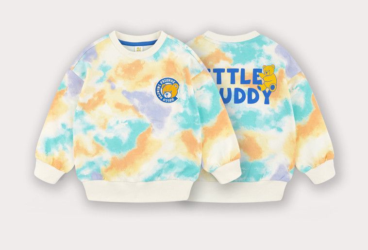 韓國 HEJMINI - 渲染熊熊徽章純棉T-象牙白