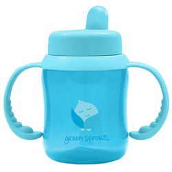 美國 green sprouts 小綠芽 - 防漏翻蓋喝水瓶-180ML-水藍色