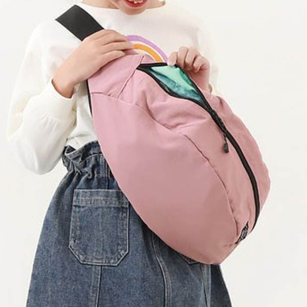 飽和色大容量側揹腰包(親子通用)-粉紅 (約17x43x11cm)