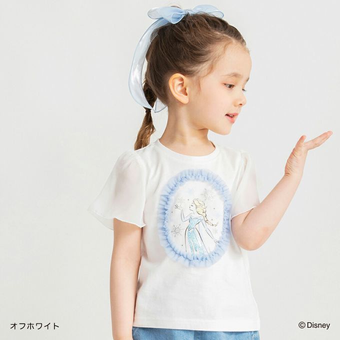 日本 BRANSHES - 迪士尼限定 夢幻雪紡短袖上衣-卡通人物樂佩-淺紫