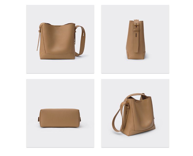 真皮大容量水桶包(加寬背帶)-棕色 (26x25.5x10.5cm)