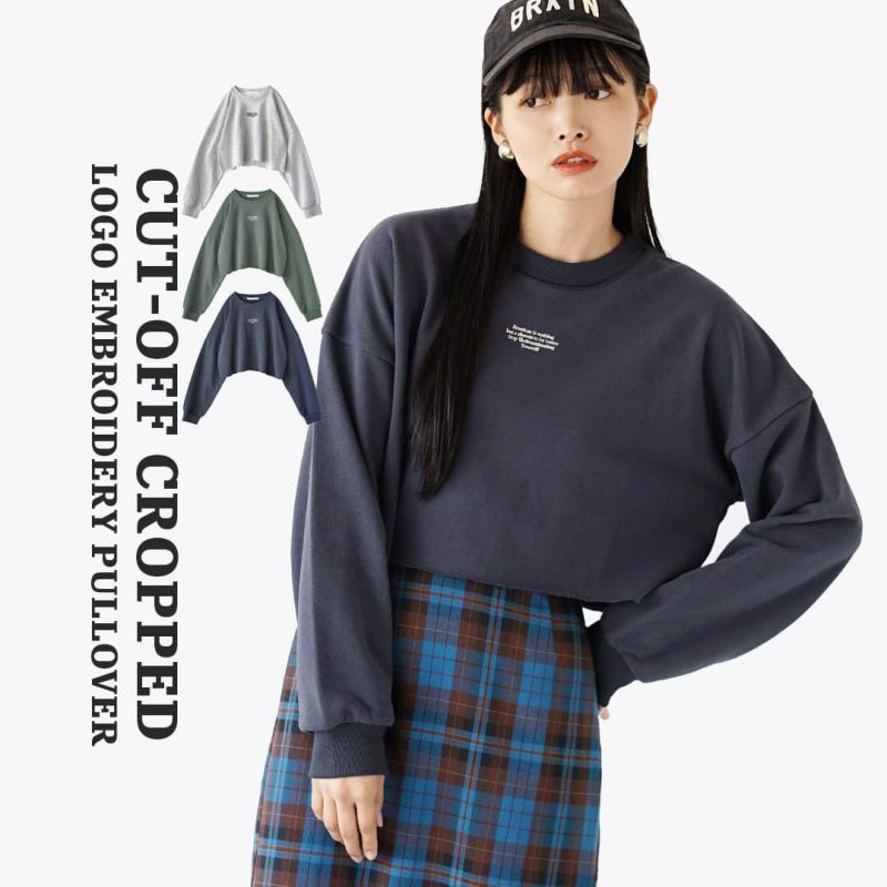 日本 zootie - 休閒短版印花落肩長T-深灰綠