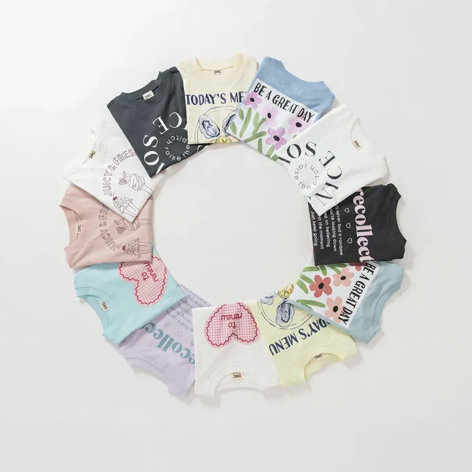 日本 BRANSHES - 天竺棉甜美印花短袖上衣-胸前logo-白