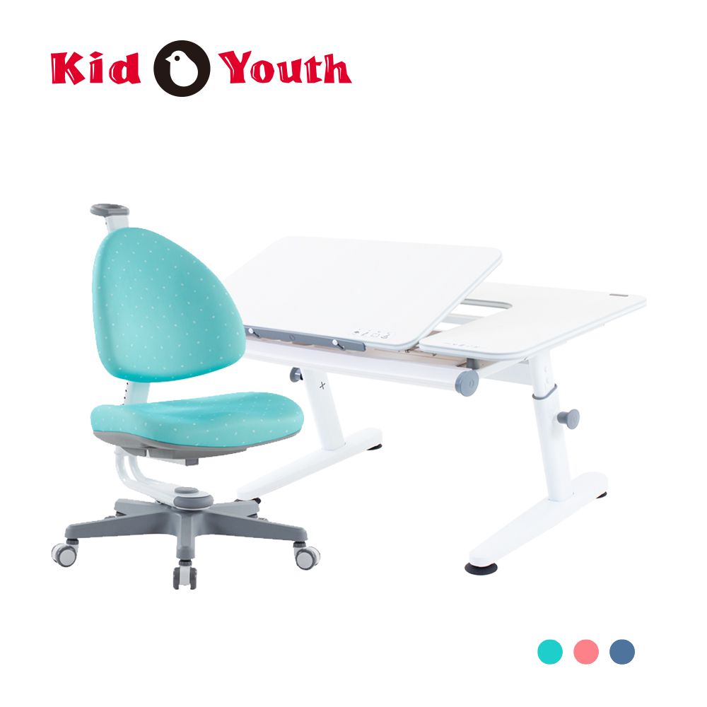大將作 kid2youth - M6 Plus-XS 成長桌椅組(含BABO椅)/兒童書桌椅-湖水綠-桌面尺寸寬100x長75cm