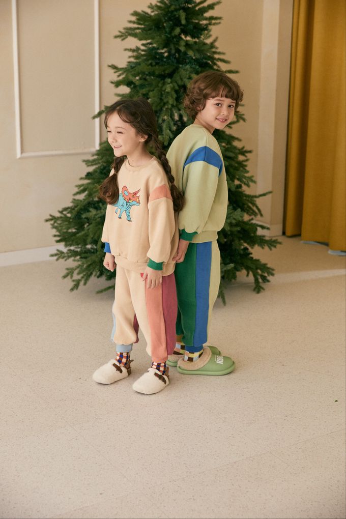 韓國 Mimico - (內磨毛)角龍圖印大學T-綠