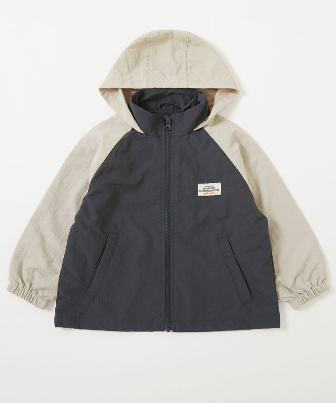 日本 devirock - 防潑水 網眼輕量風衣外套(帽可收)-果綠X灰黑