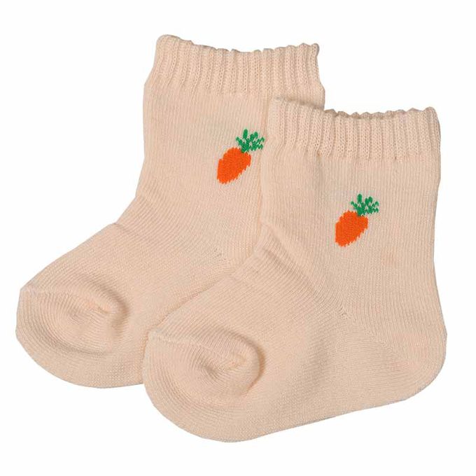 akachan honpo - 新生兒有機棉襪2入組-兔子-桃色 (7～9cm)