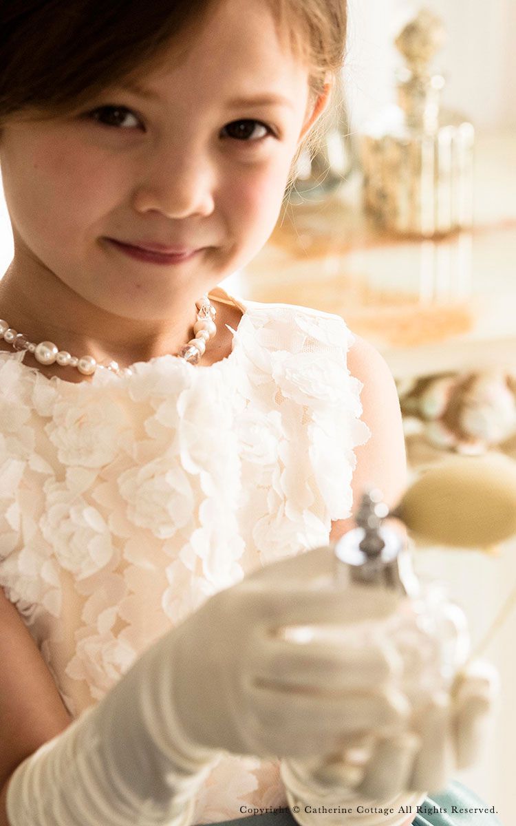 日本 Catherine Cottage - 立體花朵拼接洋裝/小禮服-黑x白