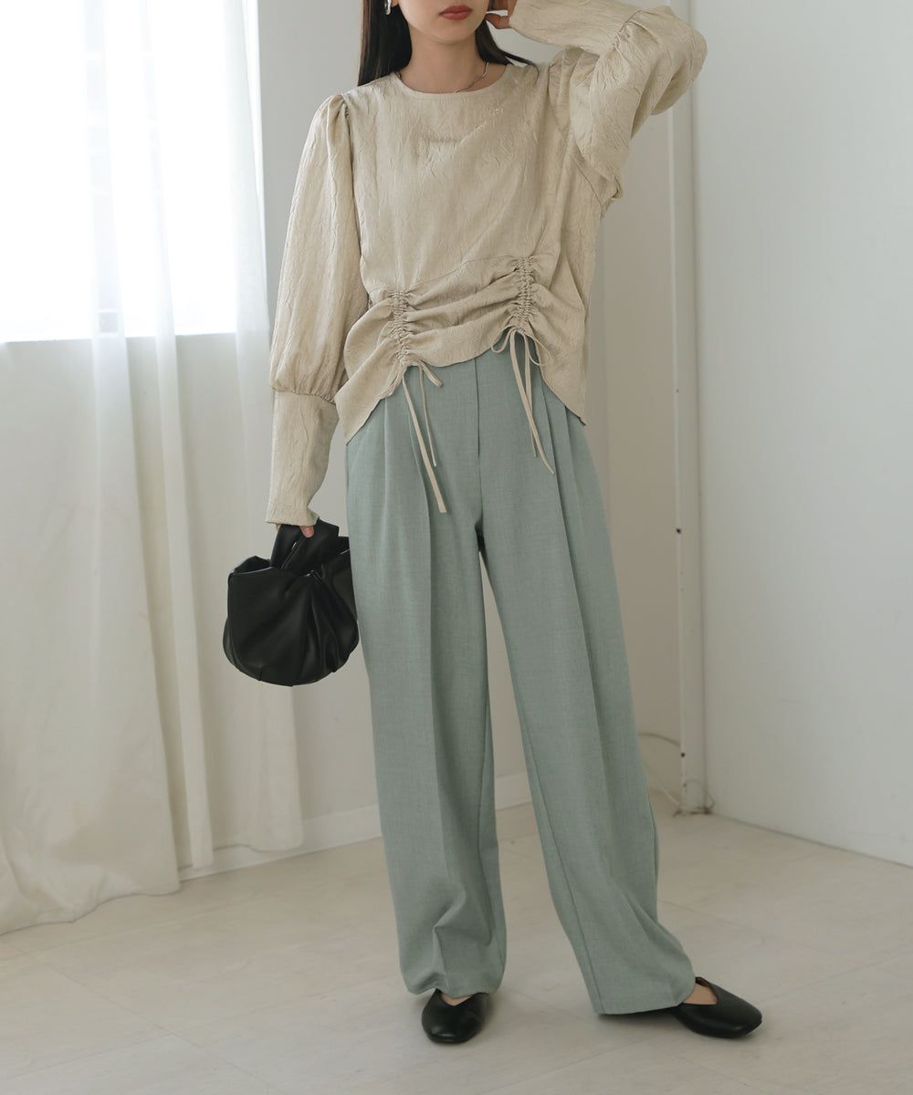 日本 Bab - 2WAY抓皺設計皮革小包-淺藍