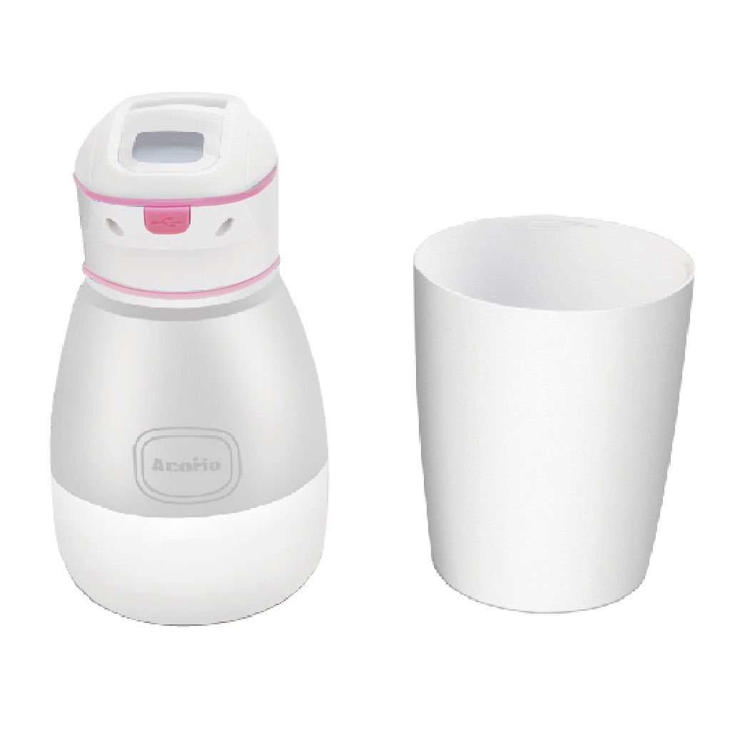 AcoMo - 2件組-PS III 90秒可攜式奶瓶奶嘴消毒器-(90秒殺菌器+750ML環保水杯)-粉